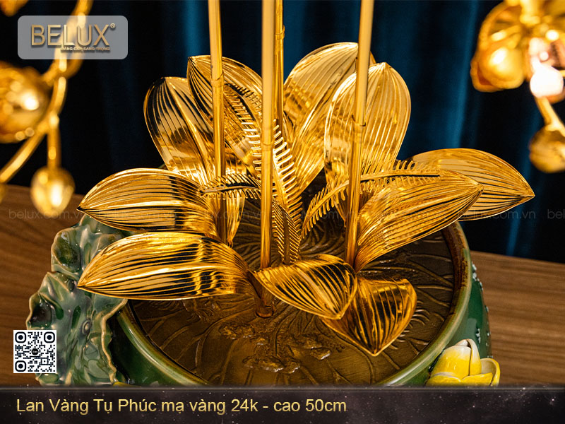 Chậu lan vàng tụ phúc mạ vàng 24k&nbsp;